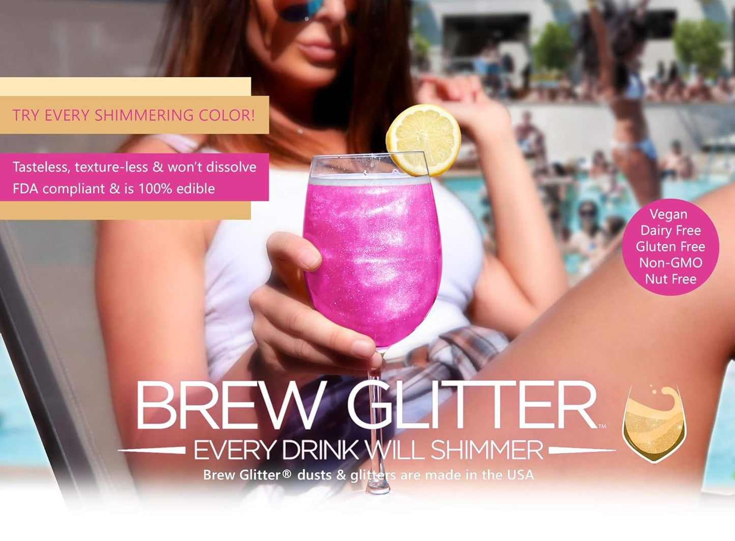 Silver BREW GLITTER Edible Glitter for Drinks, Cocktails, Beer, Garnish Glitter & Beverages | KOSHER & HALAL Certified | 100% Edible & Food Grade | Vegan, Gluten, Nut Free (45g Shaker, Silver)