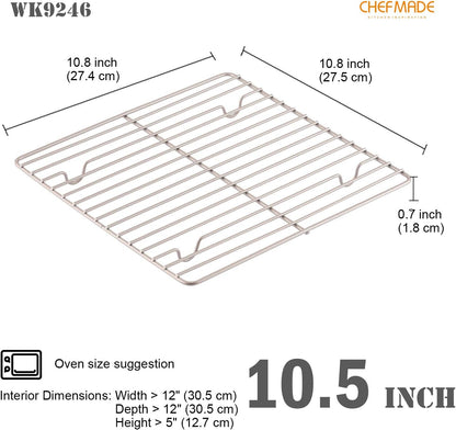 CHEFMADE Baking and Cooling Rack, 10.8-Inch Non-Stick Square Wire Rack for Oven Baking (Champagne Gold)