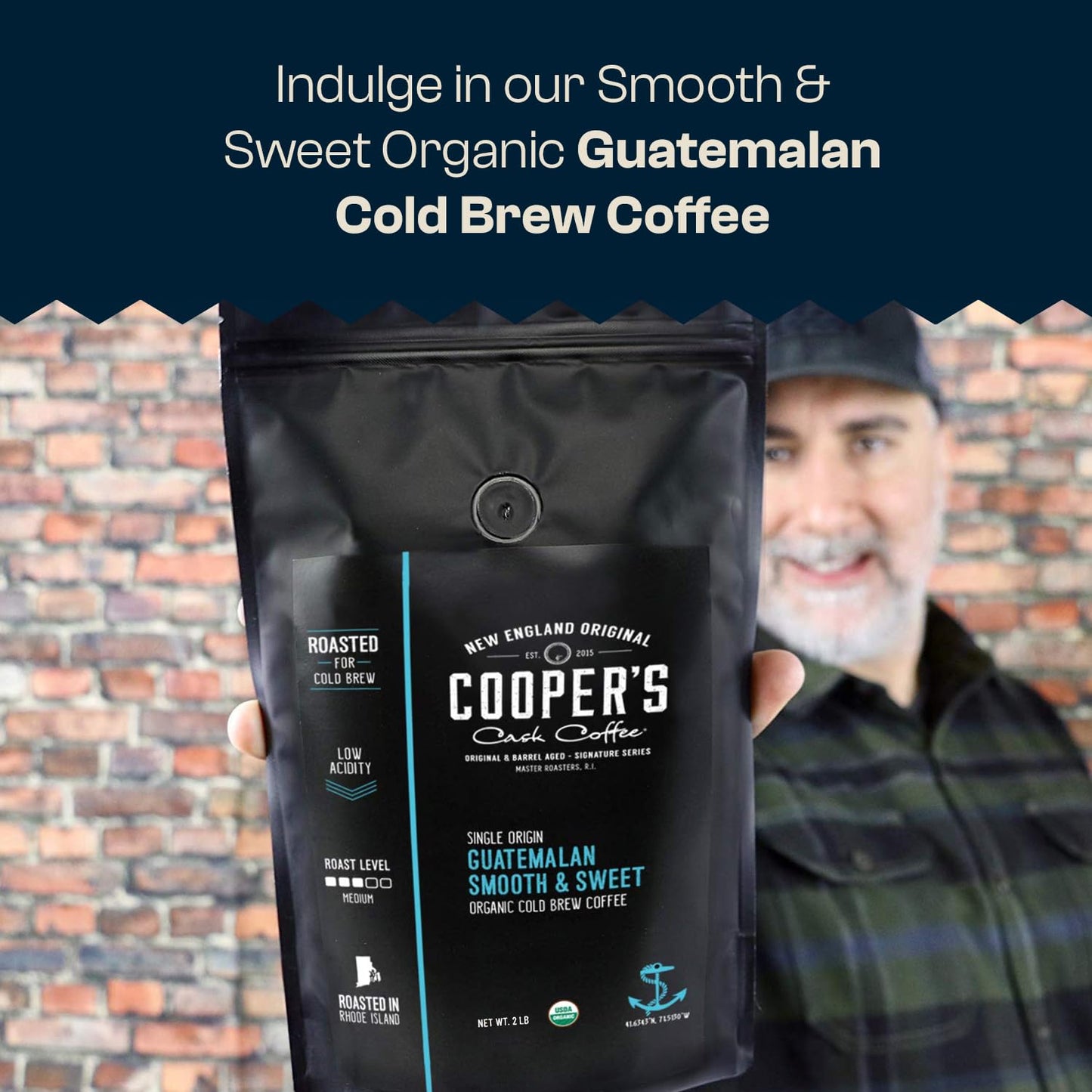 Organic Cold Brew Coffee - Guatemalan Coffee Beans Crafted For Cold Brewing - Ground, Medium Roast, 2 lb