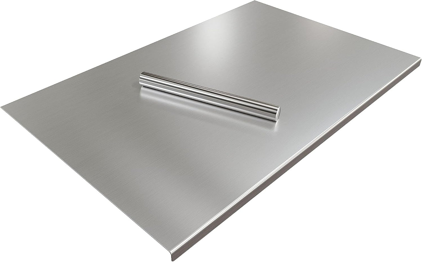 Large Cutting Board 35.4" L X 22.8" W Stainless Steel Cutting Board with Lip Metal Baking Board Non Stick Thick Board with Rolling Pin for Meat Fruits Vegetables Bread and Baking