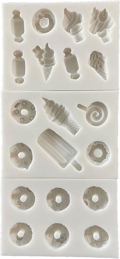 Lovely Small Items Silicone Fondant Molds Set For Cake Topper, Gumpaste, Candy & Chocolate, Polymer Clay and More (Snack Food)
