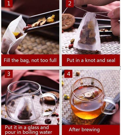 400pcs Disposable Tea Bags for Loose Leaf Tea, Biodegradable Tea Filter Bags with Drawstring, Corn Fiber Empty Tea Bags for Loose Leaf Tea
