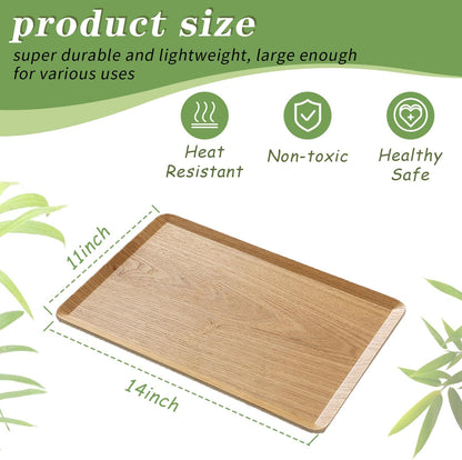 Wooden Trays for Eating, Decorative Serving Trays for Party, Great for Tea Tray, Bar Tray, Breakfast Tray - 11 x 14 Inch