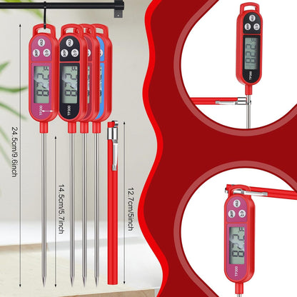 8 Pcs Meat Food Thermometer Food with Probe Water Liquid Instant Read Digital Thermometer Kitchen Cooking Supplies for Cooking BBQ Milk Yogurt (Red,Black,Pink,Blue)