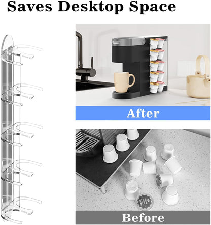 NiHome Acrylic Coffee Pod Capsule Holder for K-Cup Pods, Convenient for Coffee Machines, Space-Saving for Small Countertops - Accommodates 10 Capsules, Easy Installation, Wide Compatibility (2 Pack)