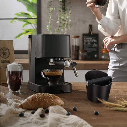 Ailelan Coffee Knock Box, Espresso Knock Box, Coffee Bin, Espresso Dump Bin, 4.8 Inch Shock-Absorbent Durable Barista Style Espresso Knock Box with Removable Metal Knock Bar and Non-Slip Base(Round)