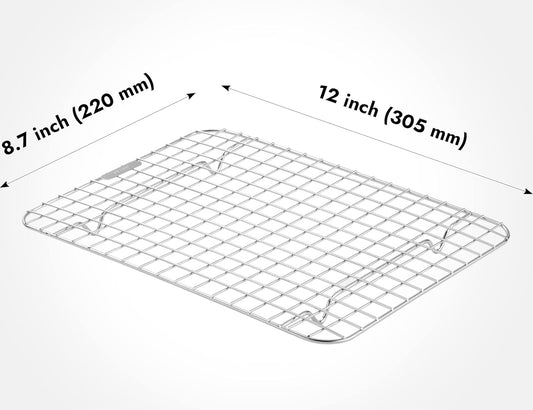 CURTA 2 Pack Chef Cooling Rack, NSF Listed 18/8 Stainless Steel Oven Safe Grid Wire Cookie Cooling Racks for Baking & Cooking - 12" X 8.7" Commercial Grade comes with Lifting Handle …