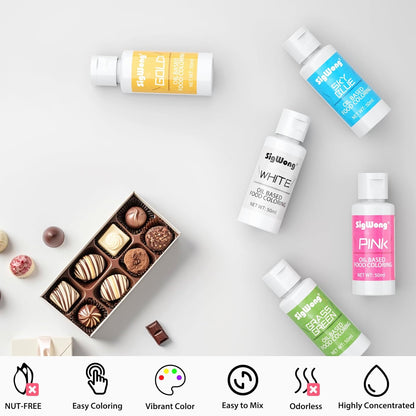 Oil Based Food Coloring for Chocolate - 50ml White Upgraded Edible Oil Based Food Dye for Cake Decorating, Icing Frosting, Fondant, Baking, Candy Melts, Cookie, Meringues - 1.69 Fl.Oz Bottles