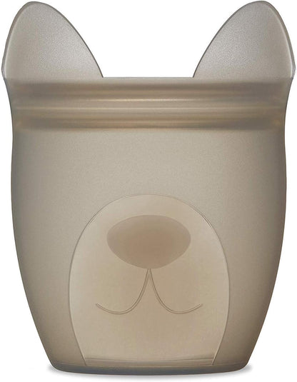 Zip Top Reusable 100% Silicone Baby + Kid Snack Containers- The only containers that stand up, stay open and zip shut! No Lids! Made in the USA - Gray Dog