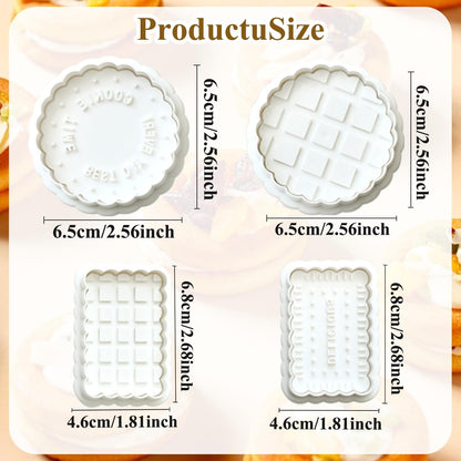 4 Pcs Cookie Press Mold, Waffle Cookie Stamp Mold, With Cute Cat Paw Shaped Plunger Stamp, Easy to Use, for Treats DIY Baking, Cake, Pastry