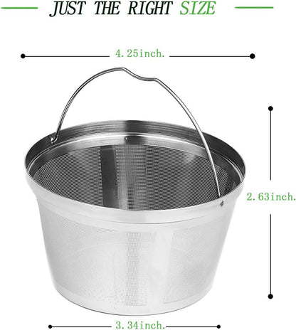 Stainless Steel Reusable Coffee Filters Basket 8 12 Cup Sturdy Permanent Coffee Filter fit for Mr. Coffee Black,Decker Coffee Makers 8 12 cups
