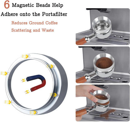58mm Espresso Tamper Set - Spring-loaded Coffee Tamper, Adjustable Depth Espresso Distributor Leveler, Magnetic Dosing Funnel Aluminum Metal, Reusable Puck Screen, Fit for 58mm Portafilters