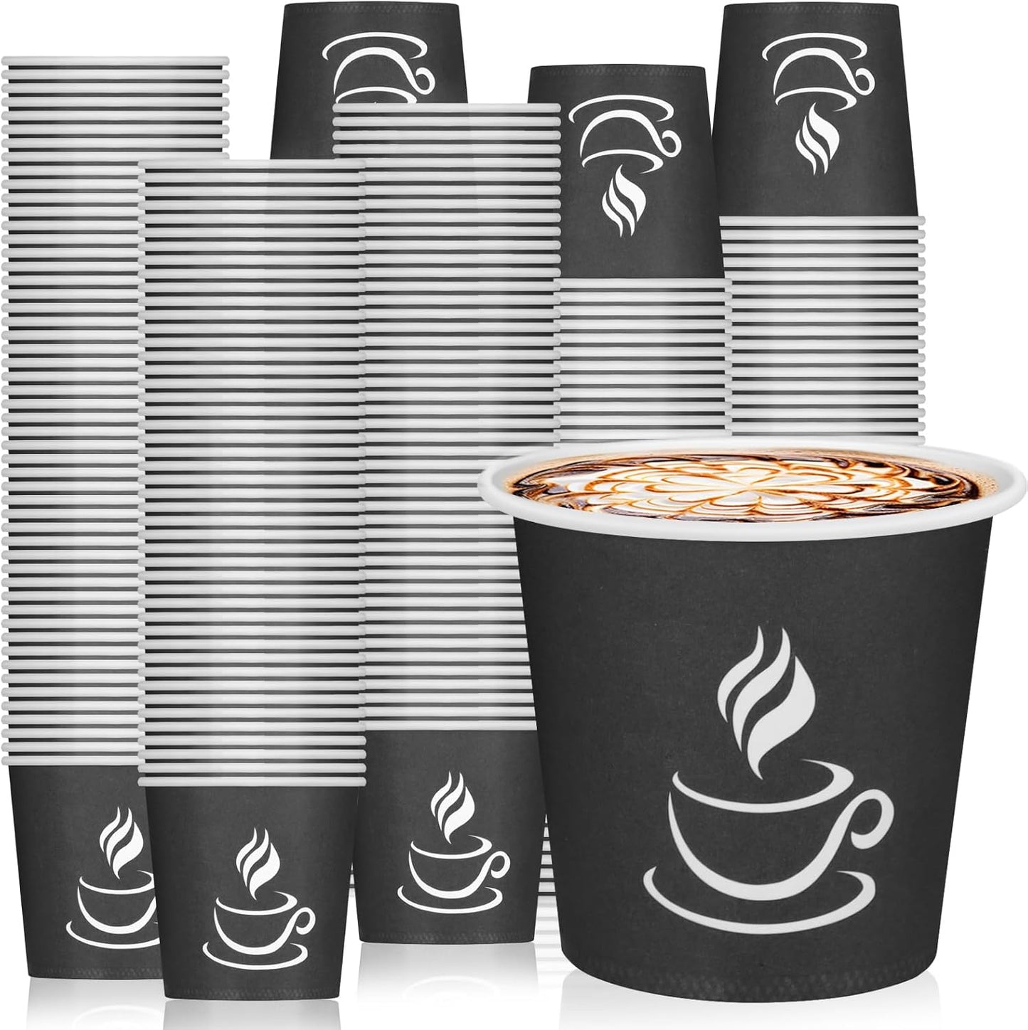 4 oz Paper Coffee Cups - 500 Pack Paper Espresso Cups, Disposable Coffee Cup, Small Paper Cup for Hot or Cold Beverage, Espresso, Capucino for Party, Picnic, Home, Office and Business (Black)