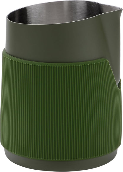 Normcore Handleless Milk Frothing Jug, Milk Pitcher 20.3 oz, Milk Frother Steamer Cup Stainless Steel Espresso Cup, Round Spout, Green, 600 ml