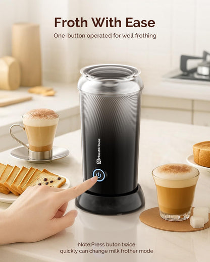 Maestri House Milk Frother, 3-in-1 Hot & Cold Mik Frothing Steamer, 8.12OZ/240ML Touch Control Foam Maker, Compact Space-saving Design for Latte, Cappuccino and Warm Milk