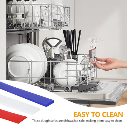 6Pcs Silicone Rolling Pin Guides - Perfect Dough Leveler Sticks for Precision Baking - Food Grade Silicone Strips for Thickness Guide