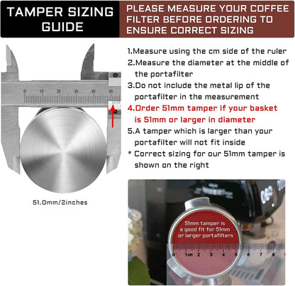 51 mm Coffee Tamper Set Coffee Press for Portafilter Machine Espresso Tamper with Tamper Mat, Frothing Pitcher (350ml/11.836oz), Barista Towel, Latte Art Pen and Decorative Stencils