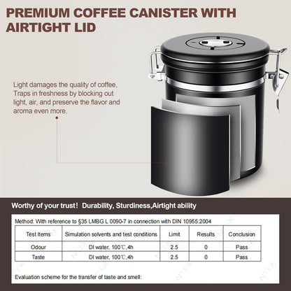 ShanSon Coffee Canister Airtight Coffee Container Stainless Steel Coffee Bean Storage Container with Scoop Coffee Canister for Beans Grounds Sugar Flour Tea Cereal,11OZ, Black