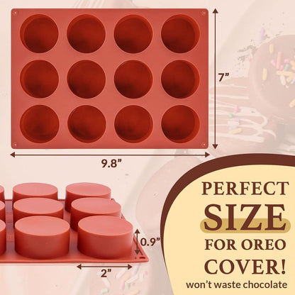 Chocolate Molds,2Pcs Dubai Chocolate Mold and Scraper for Stuffed Bar,Deep Round Fix Chocolate Candy Bar Mold for Filling Knafeh Pistachio Chocolate Bar Kit