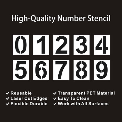 4 Inch Plastic Number Stencils - Reusable Digital Templates for Cake, Address, Painting