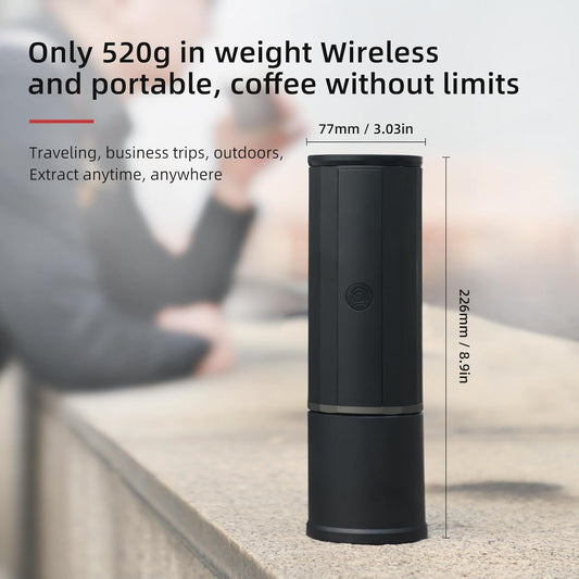 portable coffee maker15 Bar Mini Coffee Maker USB-C & Car Charger, Lightweight Espresso Maker Black