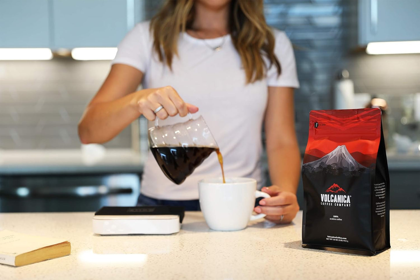 Volcanica Espresso Whole Beans Coffee, Dark Roast 100% Arabica, Espresso Roast, Bold Sweet Flavor, Fresh Roasted, Kosher, Vegan, Gluten-Free, 16 oz