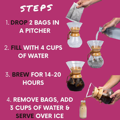 Sarasota Coffee 1905 Cold Brew Coffee Bags | Sweet Cream Jamaican Me Crazy | Blonde-Medium Roast | Smooth & Low Acid | Ground Filter Packs | Cold Brew Kit Makes 14 Cups | Creamy Vanilla & Caramel Notes