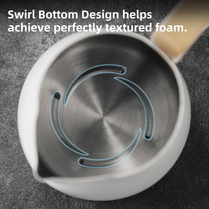 Bincoo Espresso Milk Frothing Pitcher Stainless Steel 20oz/600ML Coffee Milk Frother Cup-Milk Frothing Pitcher with Measurement Lines,Ergonomic Handle for Latte Art & Cappuccino(White)