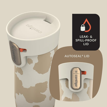 Contigo x Ally Love Stainless Steel Vacuum-Insulated Travel Mug with Autoseal and Easy Clean Lid, Spill-proof, Keeps Drinks cold 24 hrs & hot for 11 hrs, BPA Free, 16oz., West Loop 3.0, Oatmilk