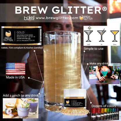 Rose Gold Brew Glitter Edible Glitter for Drinks, Cocktails, Beer, Garnish Glitter & Beverages | Kosher & Halal Certified | 100% Edible & Food Grade | Vegan, Gluten, Nut Free (50g, Rose Gold)