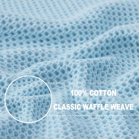 Homaxy 100% Cotton Waffle Weave Kitchen Dish Towels, Ultra Soft Absorbent Quick Drying Cleaning Towel, 13 x 28 Inches, 8-Pack, Sky Blue