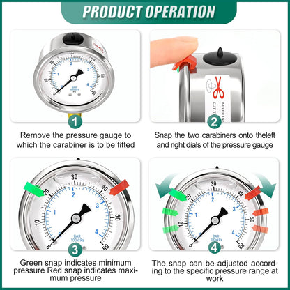 0-60psi Stainless Steel 1/4" NPT 2.5" Dial, Glycerin Liquid Filled Pressure Gauge Lower Mount for Pressure Testing of Water, Oil and Air (with Range Mark Pointer)