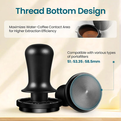 MHW-3BOMBER 58.5mm Espresso Coffee Tamper, 30lbs Constant Pressure Espresso Hand Tamper with Sound Feedback for Barista, Extra 15lbs Spring Loaded, Fit 58mm Portafilter, Astra Tamper, T7018-OS