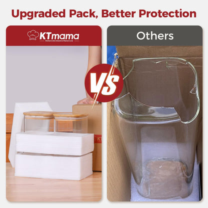 Glass Storage Jars with Bamboo Lid,Airtight Kitchen Canisters for Baking, Food Jar Container for Spices Cookie Tea Coffee Beans Snacks (4 pack 0.6qt)