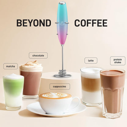 Zulay Kitchen Patented Tornado Triple Whisk Milk Frother with 4 Duracell Batteries – Handheld Foam Maker for Coffee, Lattes, Matcha & Hot Chocolate – Rich, Creamy Froth in Seconds