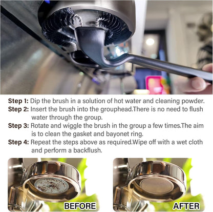Espresso Coffee Machine Cleaning Brush, 58mm Group Head Portafilter Brush Cleaner, Detachable 360° Nylon Bristles, Barista Brew Head Cleaning Tool for Home Kitchen