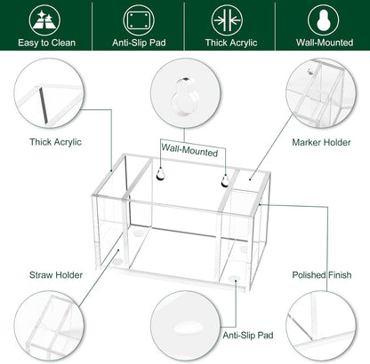 Cup Holder with Slot Mark Your Cup, Party Dispenser Acrylic Cup Organizer and Bar Counter Decor, Clear