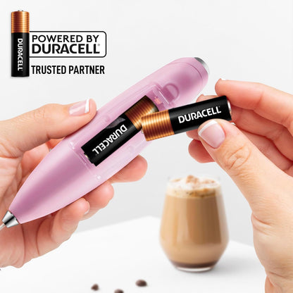Zulay Kitchen Patented Tornado Triple Whisk Milk Frother with 4 Duracell Batteries – Handheld Foam Maker for Coffee, Lattes, Matcha & Hot Chocolate – Rich, Creamy Froth in Seconds