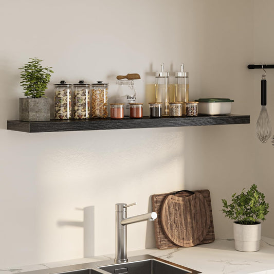 Floating Shelves for Wall, 55"W x 9.3"D x 1.5"H, Long Wooden Wall Mounted Display Shelves with Invisible Brackets for Living Room, Bedroom, Bathroom, Kitchen Decor and Storage, Set of 1, Black