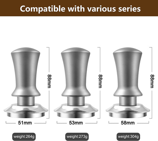 K COOL Espresso Hand Tamper, Premium Barista Coffee Tamper with Calibrated Spring, 100% Flat Stainless Steel Base Tamper for Breville Series 54mm Portafilter Basket (53mm, Silver)