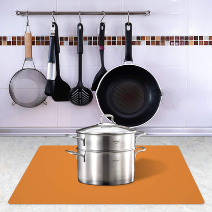 Silicone Placemats, Food-Grade Non-Slip Waterproof, Dining, Stain Resistant, Countertop Protector, Kitchen Counter Mat, Heat Resistant, Baking mat Dishwasher Safe (23.6"×15.7"-2pack, Orange)