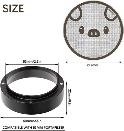 54mm Espresso Accessories Kit, Dosing Funnel and Puck Screen Set, Magnetic Coffee Funnel, 53.5mm Reusable Espresso Puck Screen, Espresso Tools(Piggy)