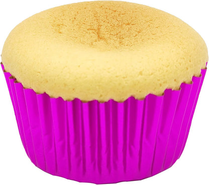 Standard Hot Pink Foil Cupcake Liners Muffin Baking Cups for Party and More, 100-Count