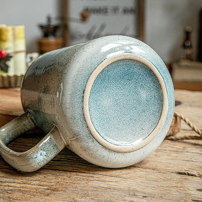 Large 24 oz Ceramic Coffee Mug with Large Handle, Vintage Coffee Cup, Extra Big Tea Cup for Office and Home, Dishwasher and Microwave Safe, Starry Blue
