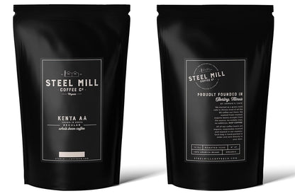 Steel Mill Coffee Co. Kenya AA Single-Origin Ground Coffee, Regular, Medium Roast, 100% Arabica Beans, 12 oz Bag