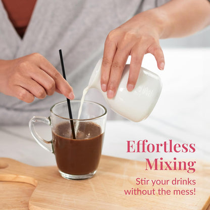 Prestee Plastic Coffee Stirrers 5.5 Inch, 2000 Count - Disposable Black Drink Stir Sticks for Coffee, Tea, Cocktails & Beverages - BPA-Free Plastic Stirring Straws for Home, Office & Events