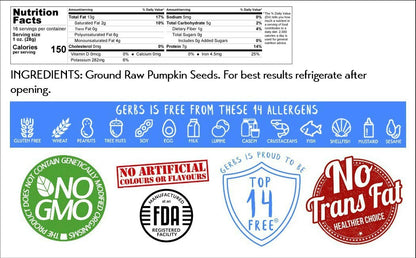 GERBS Pumpkin Seed Meal 1 LB. Premium Grade | Freshly Harvested & Packaged in Resealable Bulk Bag | Non-GMO, Keto & Paleo | Heart healthy, Natural Sleep Aid & antioxidant rich | Gluten Peanut Free