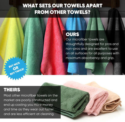12" x 12" Microfiber Cleaning Cloths (50 Pack) - Reusable Towels, Wash Rags, Dust Cloth, All-Purpose: Kitchen, Dish, Cars, Shop, Glass (Red)