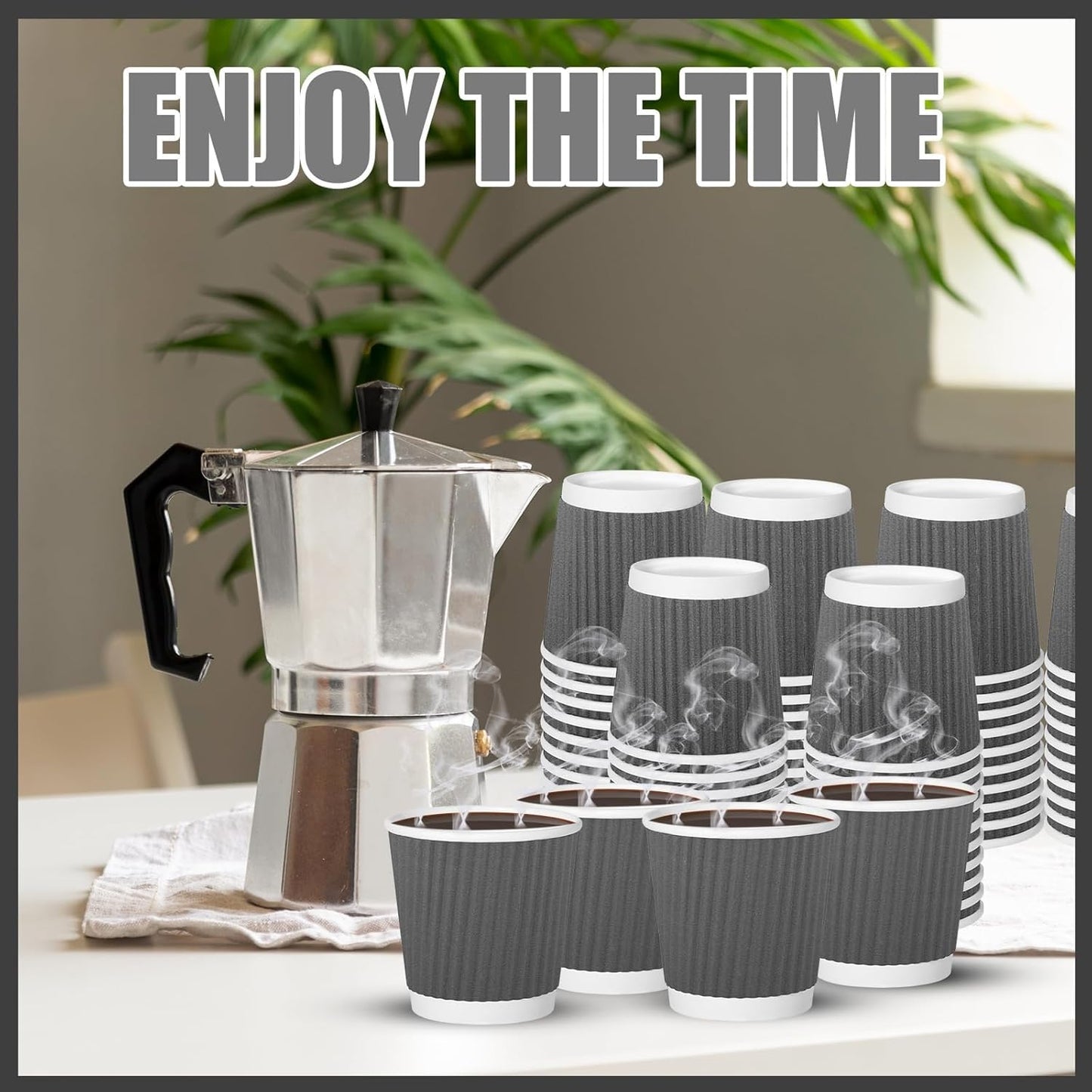 120 Pack Paper Espresso Coffee Cups, 4 oz Disposable Coffee Cups,Corrugated Insulated Ripple Wall, Paper Ripple Cup for Coffee, Hot Chocolate and Hot Tea Drinks -Gray