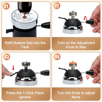 BLUEFIRE Butane Mini Burner for Tabletop Coffee Siphon Syphon/w Furnace Stand and Assembly Rack Ceramic Windproof Torch Head Portable Cooking Stove Espresso Maker Chafing Soup Tureens Fondue Bunsen